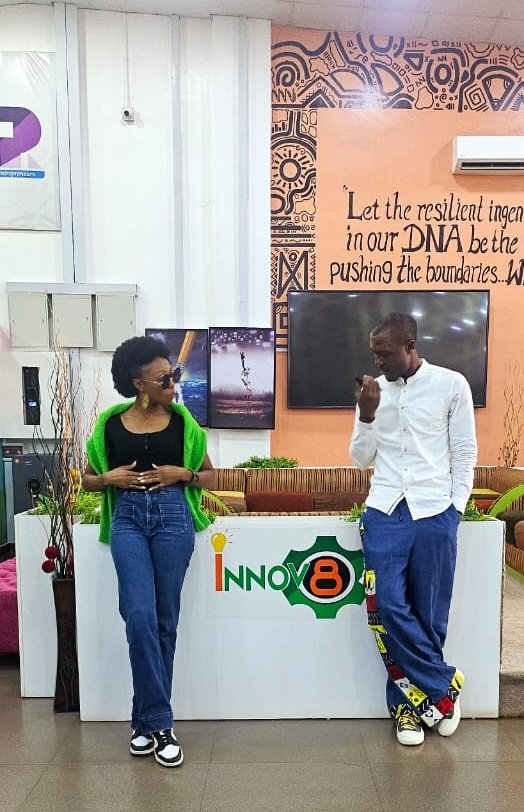 DejiIge's tweet photo. Precious moment with my beloved sister @aderonkeige AKA Ronkoos! After everyone had finished "goshing" and "aawnning" on how we look, talk &amp; act alike, we finally found a perfect spot that exudes what we represent &amp; the perfect words that define us. Cheers to you , omo iya mi  ❤️ https://t.co/LlZVGNi6en