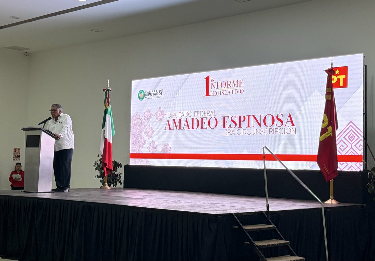 Me dio mucho gusto tener la oportunidad de acompañar esta mañana al Diputado Amadeo Espinoza <a href="/PTnacionalMX/">Partido del Trabajo México</a>, en su primer informe de actividades legislativas. 

El “Profe” Amadeo, es un referente de la izquierda en Chiapas, un promotor de la educación y la paz social.