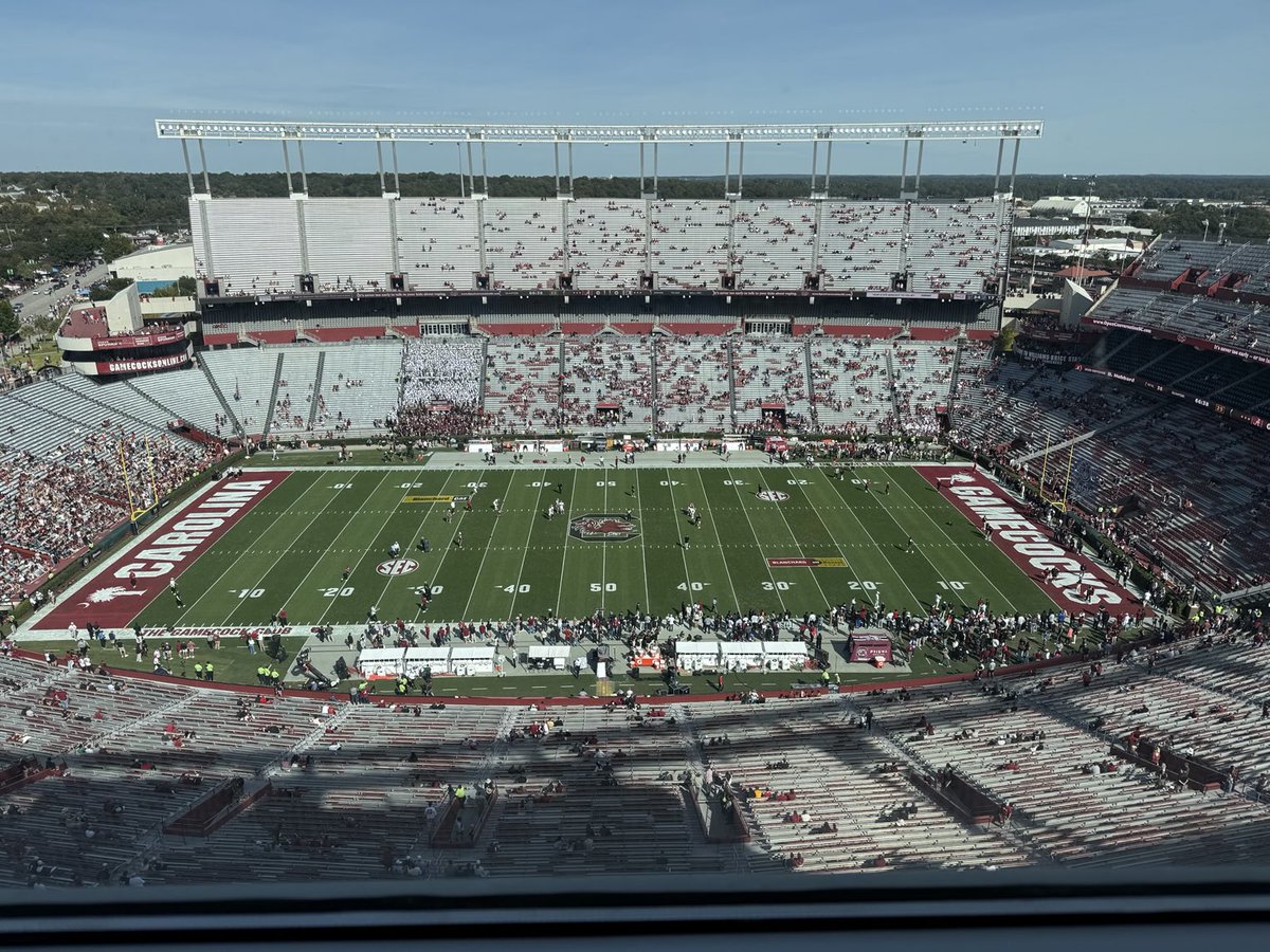 I’m here in Columbia for today’s game between No. 4 Alabama and South Carolina. Kickoff has been pushed back to 3:50 PM