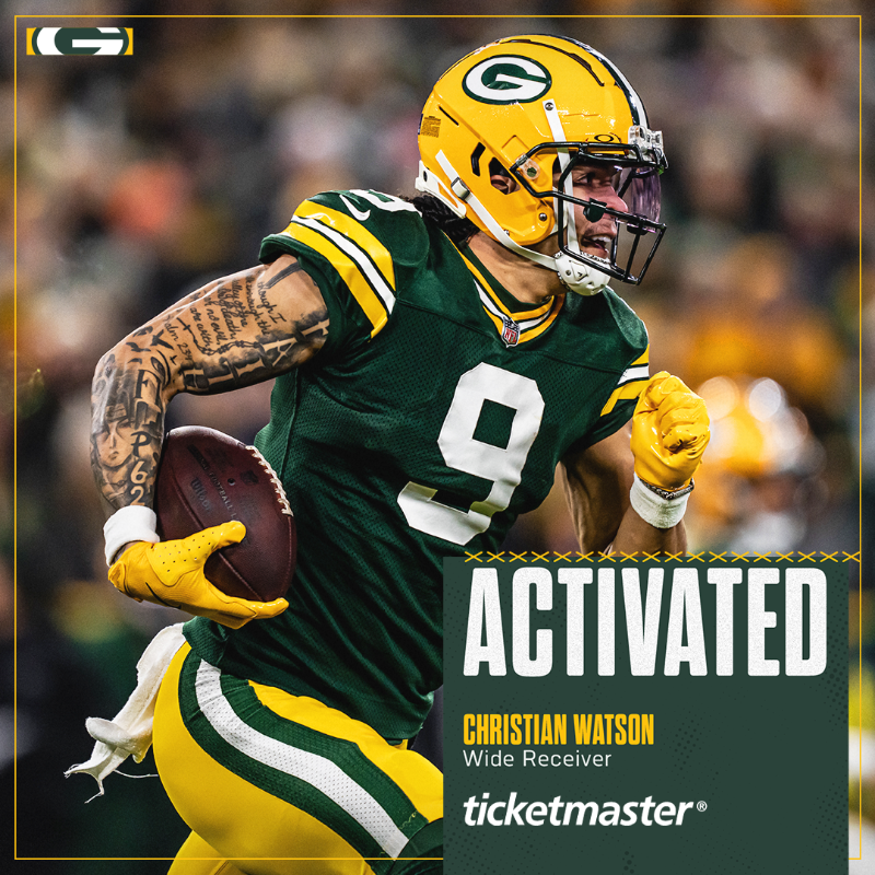 packers's tweet photo. We have activated Christian Watson