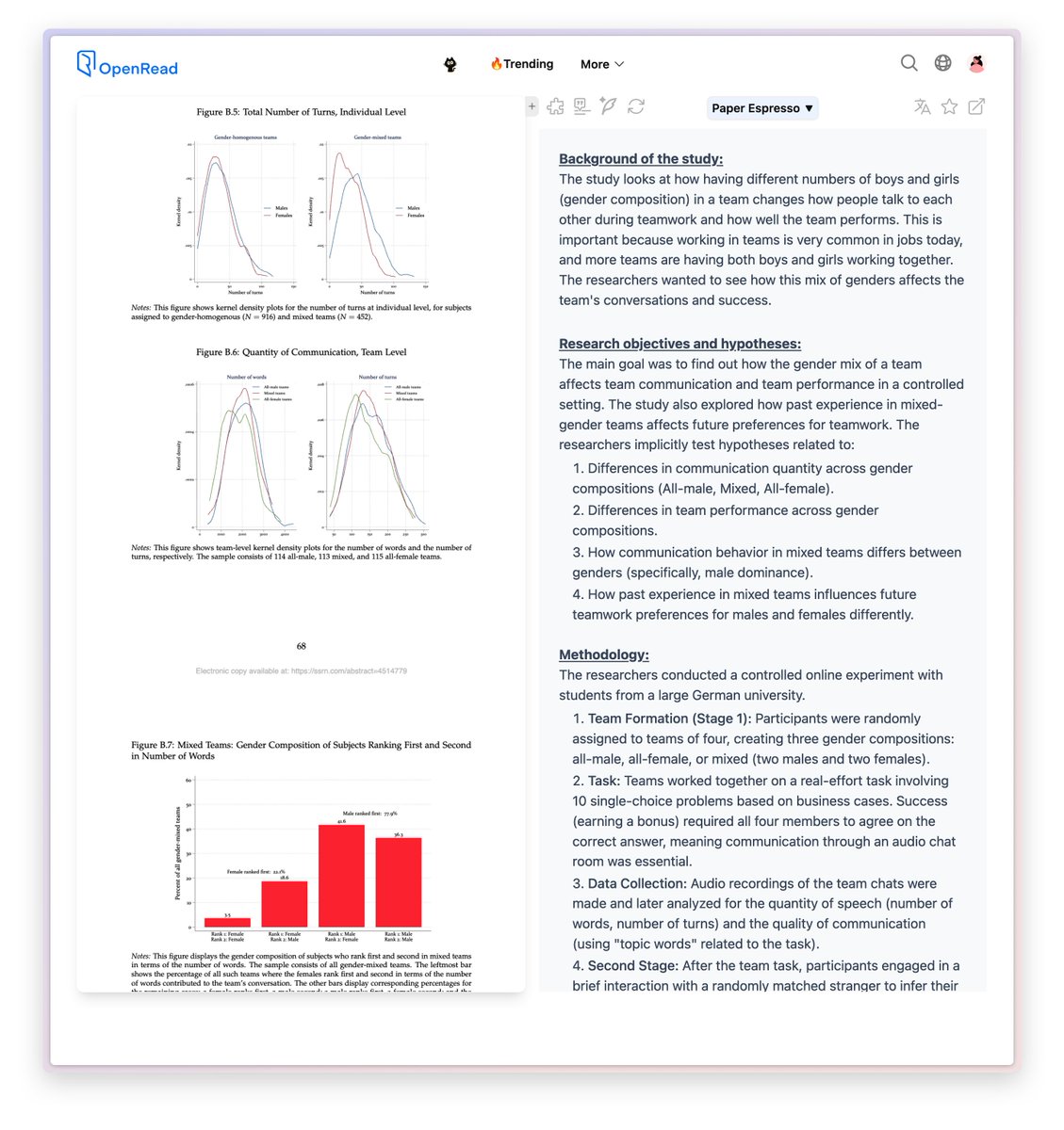 <a href="/AdamMGrant/">Adam Grant</a> Breakdown of the paper:

The study looks at how having different numbers of boys and girls (gender composition) in a team changes how people talk to each other during teamwork and how well the team performs. 

This is important because working in teams is very common in jobs