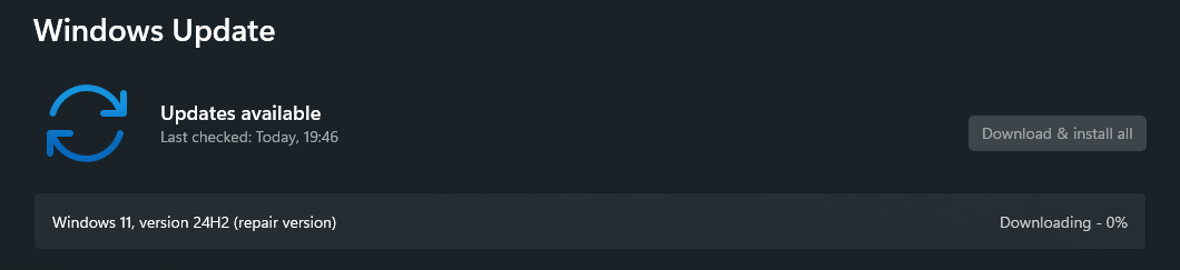CBTwizard's tweet image. You know it's bad when even Windows 11 won't download the repair version