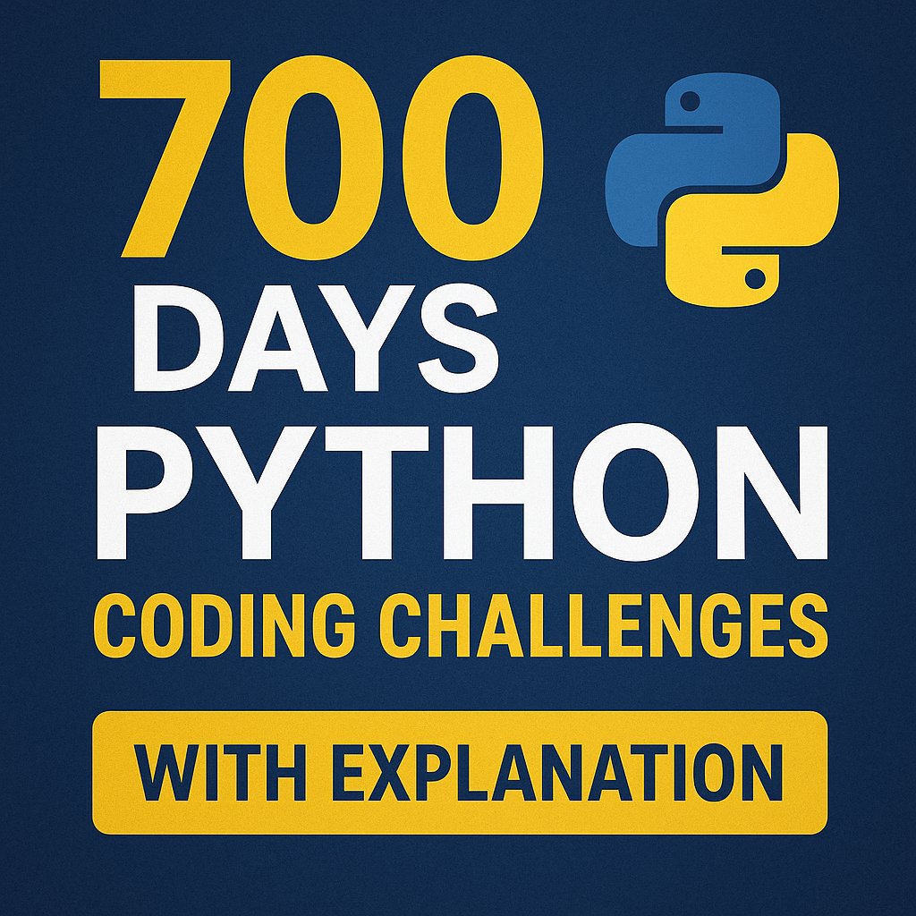 clcoding's tweet image. 700 Days Python Coding Challenges with Explanation
pythonclcoding.gumroad.com/l/700Days