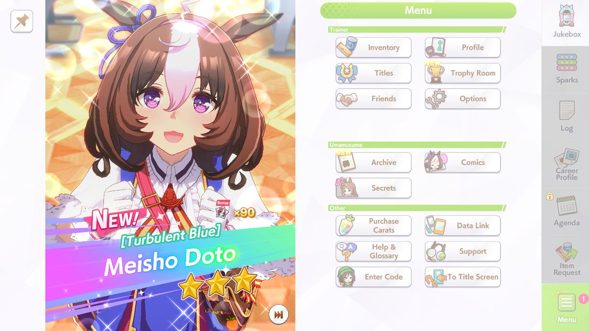 YAY!!!
La conseguí

Y Rojito lleva mas de 50 tiradas y no logra conseguirla jejejejeje 

#umamusumeprettyderby