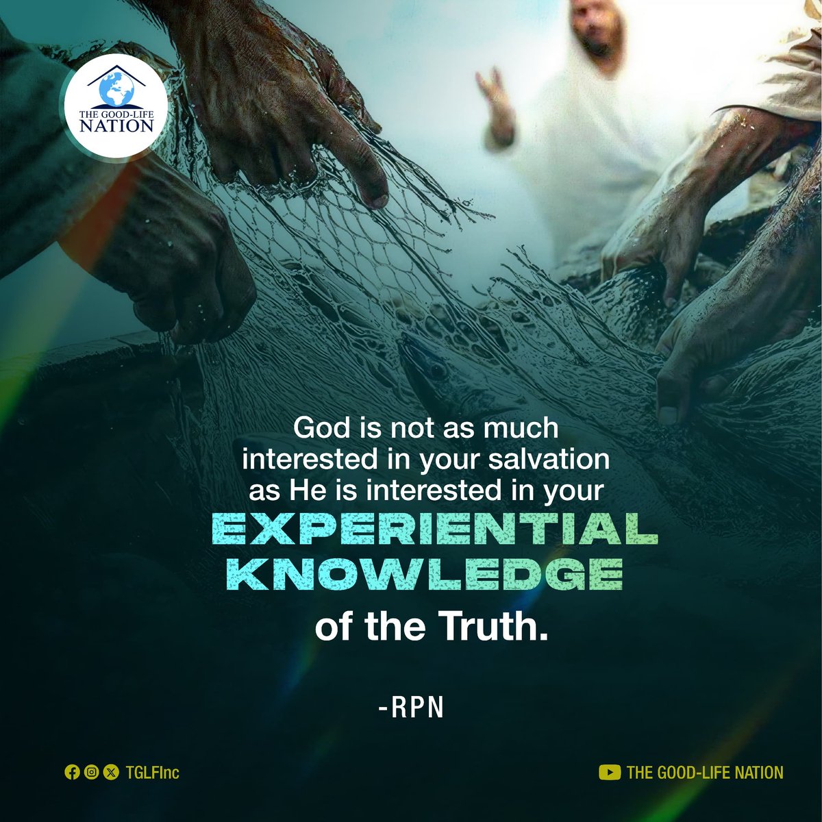TGLFInc's tweet photo. God is not as much interested in your salvation as He is interested in your experiential knowledge of the Truth. -RPN 

#RPN 

#APeopleCome https://t.co/OOdFNBC3ne