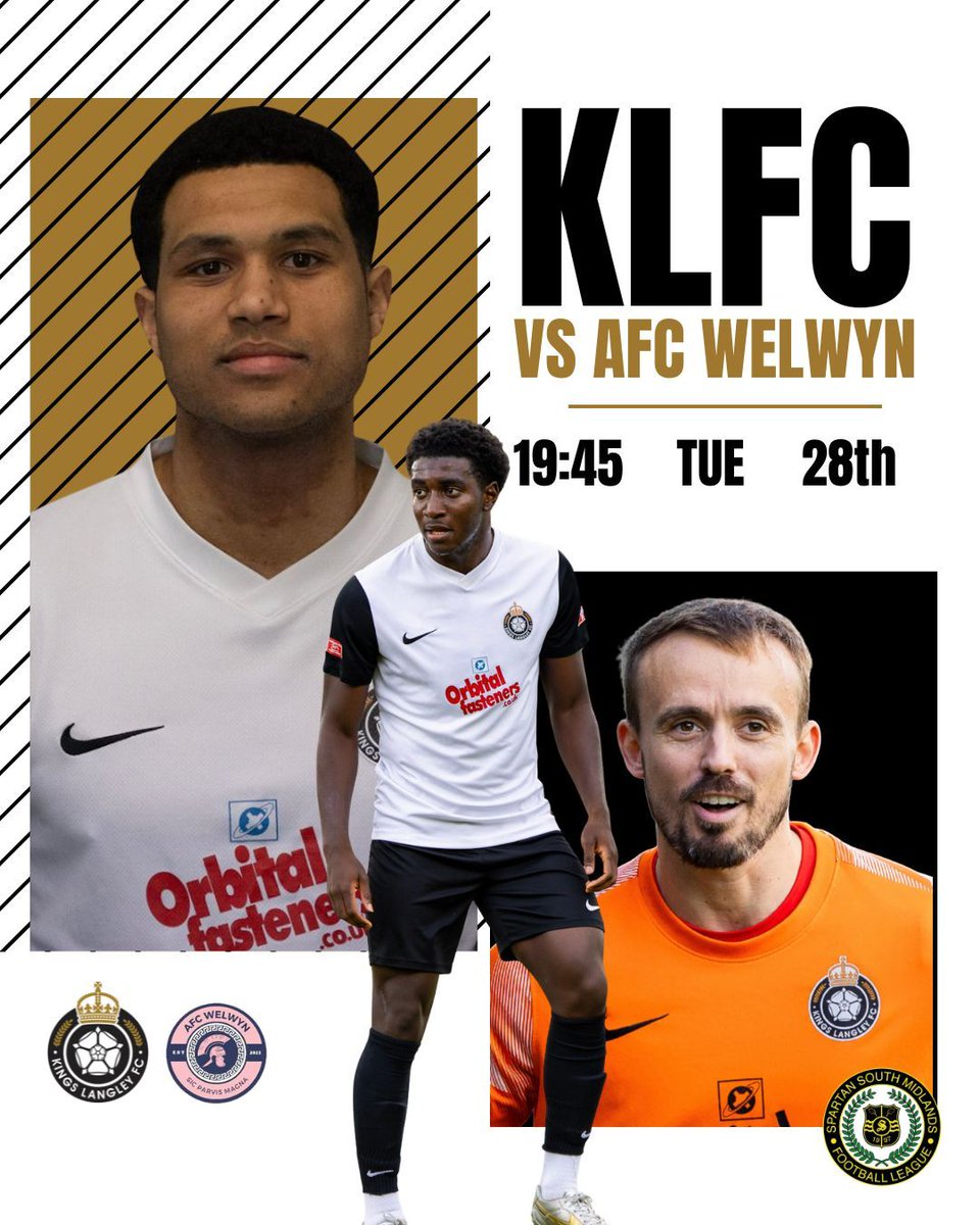 KLFCofficial's tweet photo. 🆚️ AFC Welwyn 
🕞 7.45pm
📆 Tuesday 28th 
📍 WD4 8BS 
🎟 Adults £10, Concessions £7, U18s £2 https://t.co/CdBdJmbORm