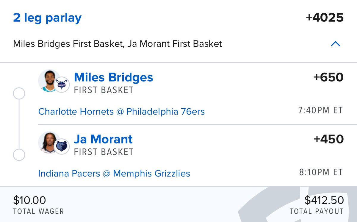 2 players.
2 First Baskets.

We win $400 if my model cashes again 🎯

Betslip 🔗 tpd.bet/FirstBasket10-…