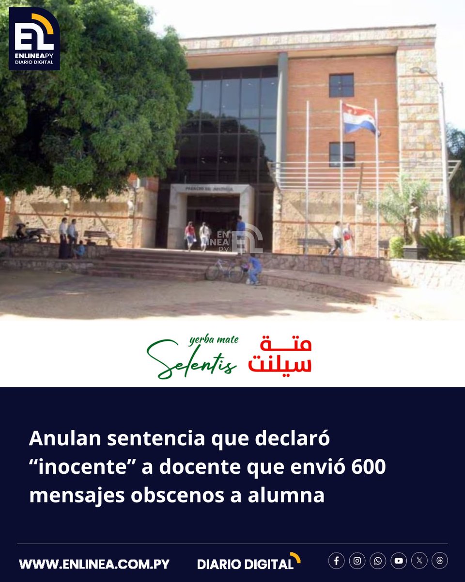 enlinea_py's tweet image. Un Tribunal de Apelaciones anuló la absolución que los jueces Julio Alfonso, Víctor Ortigoza y Juan Ruíz Díaz, habían otorgado a un docente de 53 años denunciado por acosar a su alumna de 11 años de una escuela de Villarrica. Con esto, la causa fue ...
enlinea.com.py/anulan-sentenc…