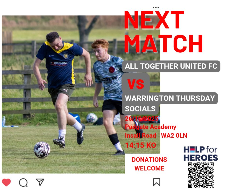 ATU_FC's tweet image. Under 24 Hours To Go 👀

All Together United FC Entertain Warrington Thursday Football In What Will Be A Great Game Of Football Played The Right Way 🙏

All Support Is Welcome And Greatly Appreciated ❤️
