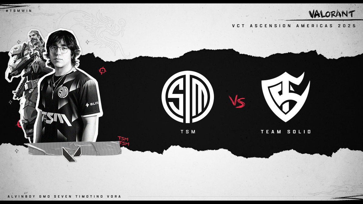 [#TSMVAL] - One last shot.

The boys in black-and-white are ready to claim their ticket to the Grand Finals, live now!

📺 twitch.tv/VALORANT_Ameri…