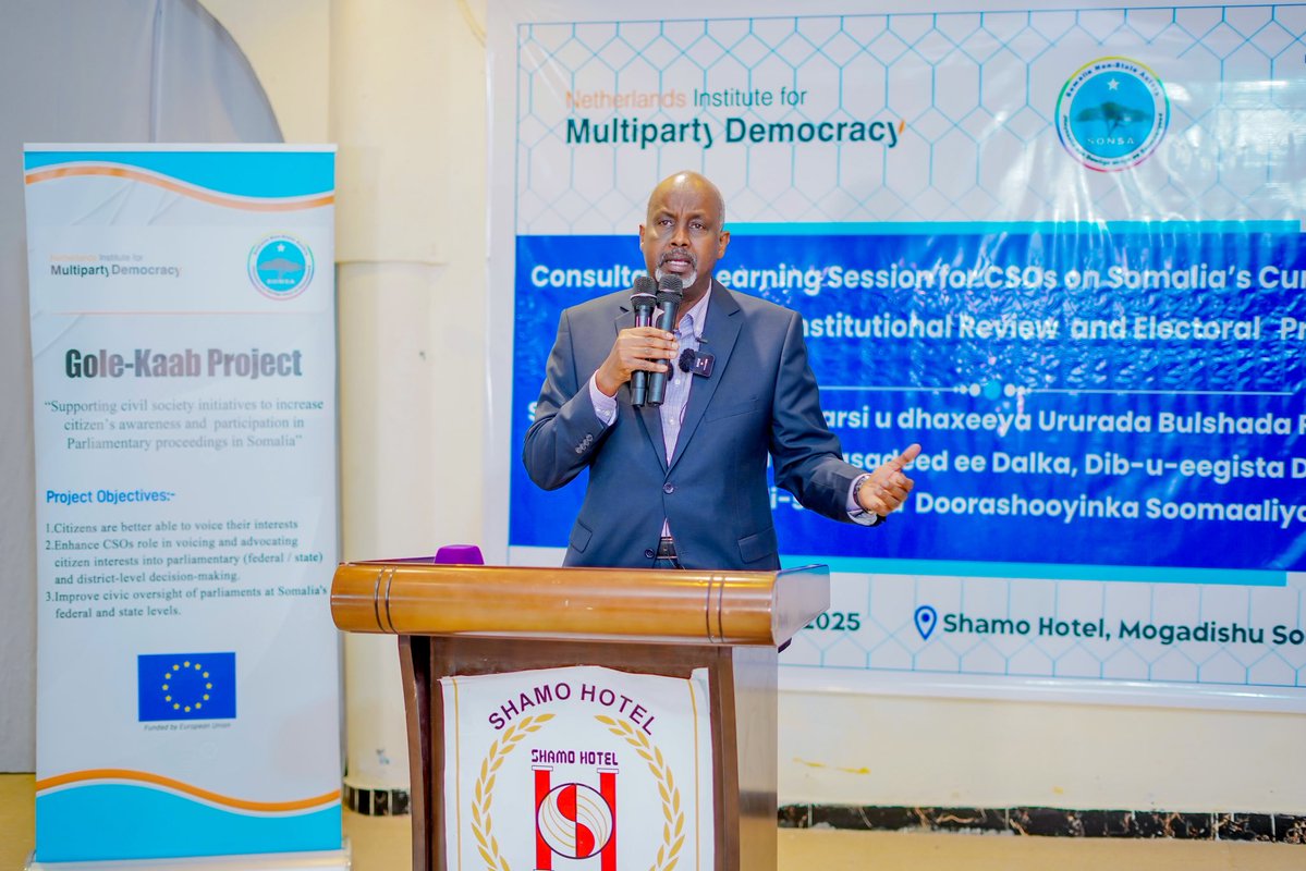 SONSA_NSA's tweet image. Today, Somali civil society organizations under @SONSA_NSA, through the @GoleKaab project, held a Consultative Learning Session for #CSOs focusing on Somalia’s Current Political Situation, Constitutional Review, and the Electoral Process.
The session brought together key…