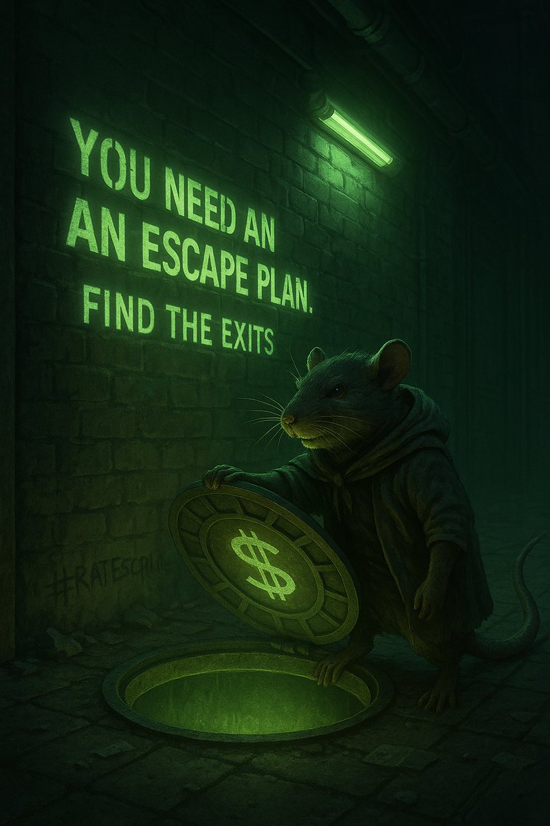 RATescapeplan's tweet photo. 𝗬𝗢𝗨 𝗡𝗘𝗘𝗗 𝗔𝗡 𝗘𝗦𝗖𝗔𝗣𝗘 𝗣𝗟𝗔𝗡.
The money printer about to go 𝘣𝘳𝘳𝘳𝘳𝘳𝘳.
Find the exits. Join Rattus. 
$RAT #RatEscapePlan https://t.co/FL9dP1r32b https://t.co/x9esEQA4IF