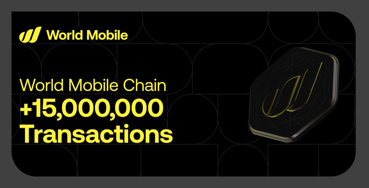 15M+ transactions now processed on Mainnet.

Each one is a real-world action, and every single one is fueled by $WMTX.

The sharing economy is unstoppable.

👉 explorer.worldmobile.io
