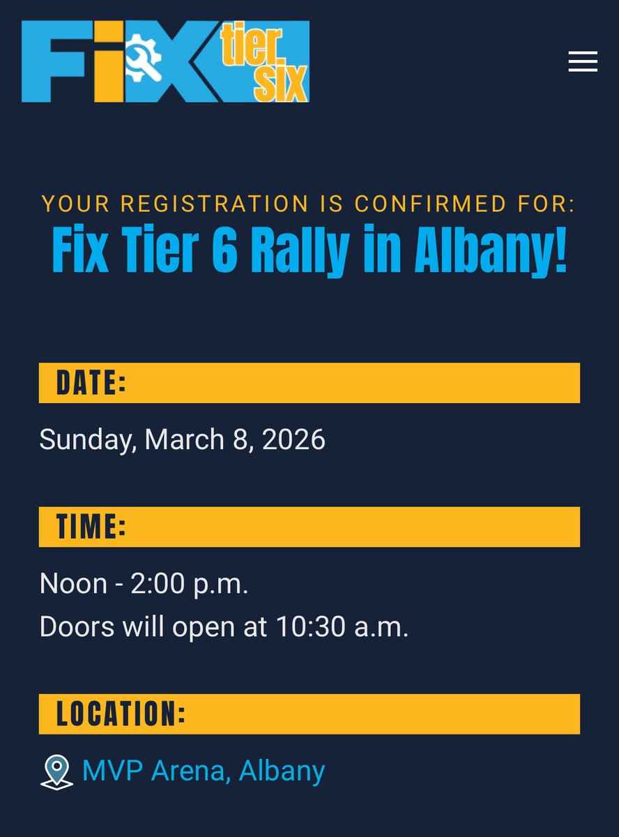 You <a href="/nysut/">NYSUT</a> &amp; <a href="/NYSAFLCIO/">NYS AFL-CIO // #UnionStrong</a> can now register for the Statewide Rally To #fixtier6
March 8th 2pm MVP Arena Albany NY
fixtier6.org/events/statewi…