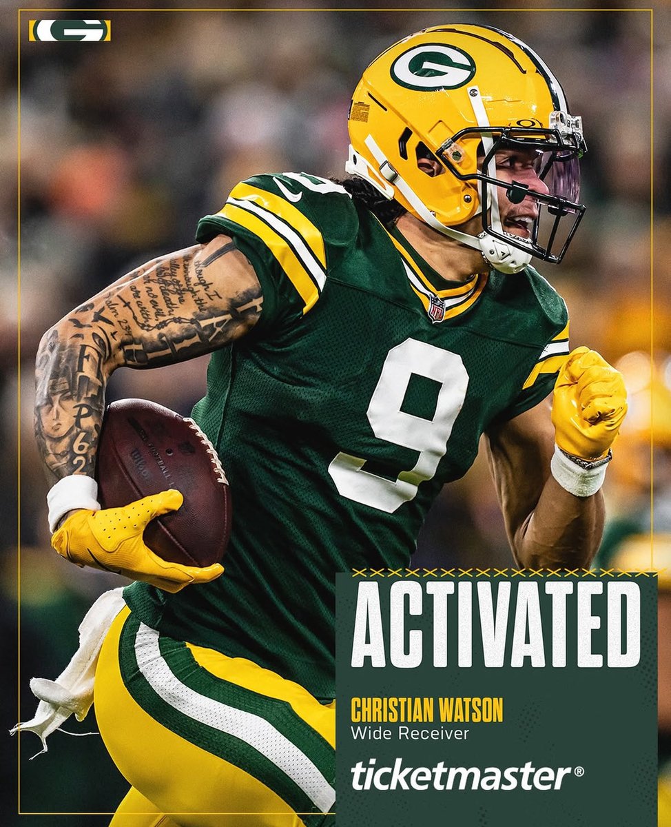 Christian Watson is officially playing tomorrow 🫡😤😤😤😤