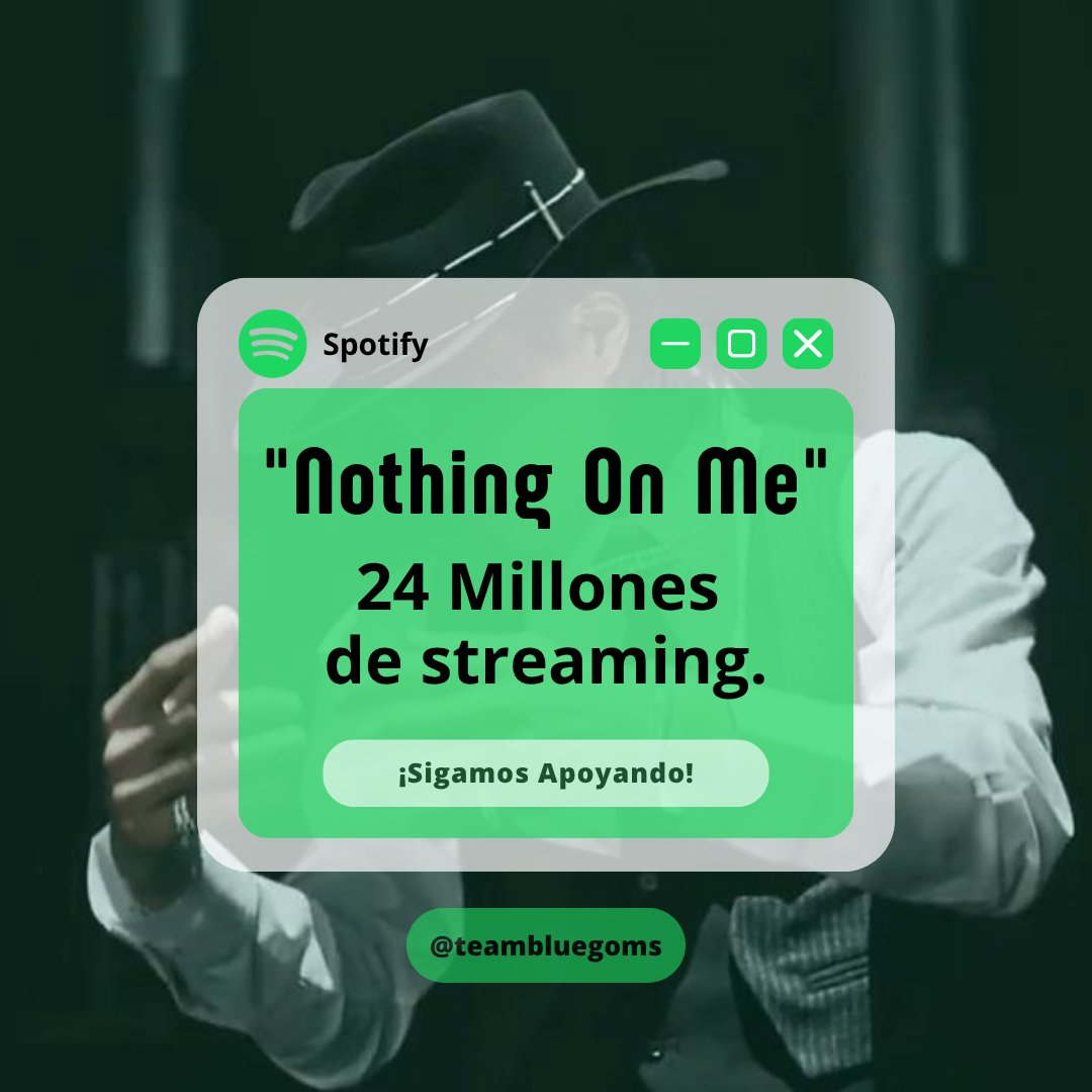 Teambluegom's tweet photo. 🟢Spotify🟢

Nothing On Me de #KAl a superado los 24 Millones de streams en Spotify.

Sigamos con el stream ✨️

@weareoneEXO #EXO https://t.co/FByCw3Kyxa
