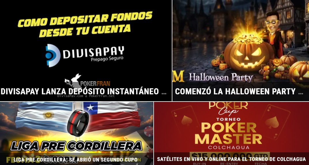 PokerChile's tweet photo. Hoy sábado en https://t.co/EQSQNJhua1
- Comenzó la Halloween Party en GGPoker
- Divisapay habilita pago automático en Pokerfran.
- ¡Mañana fecha 3 de la Liga Pre Cordillera! 
- Habrá Torneo en vivo en @casinocolchagua
- mañana satélite online con CL$550.000 en coolbet. https://t.co/HHSFac8EM8