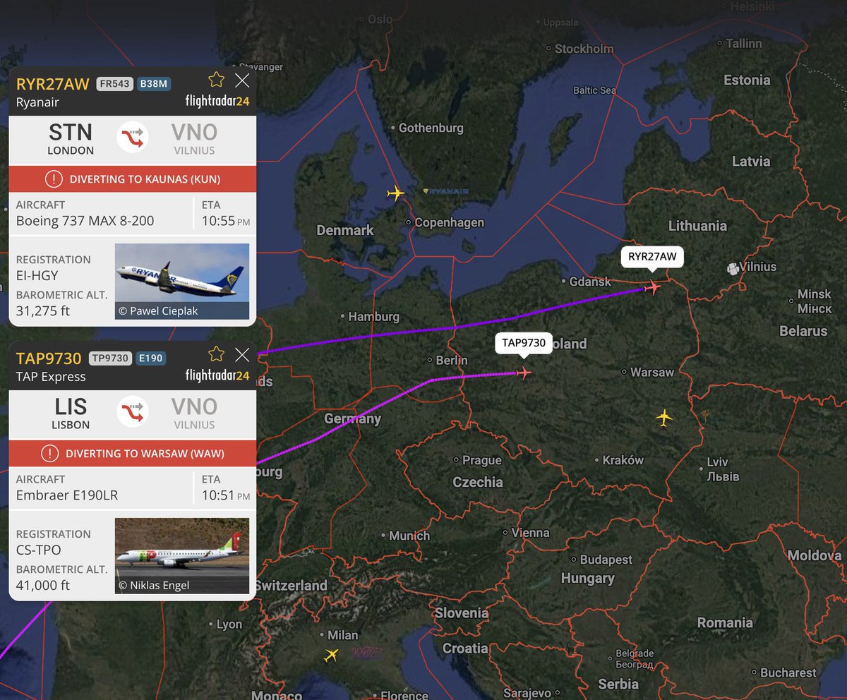 Another evening in Vilnius, another closure due to things flying near the airport that shouldn't be. flightradar24.com/airport/vno/ar…

E) VILNIUS TMA/CTR CLOSED DUE TO UNIDENTIFIED OBJECTS FLIGHTS