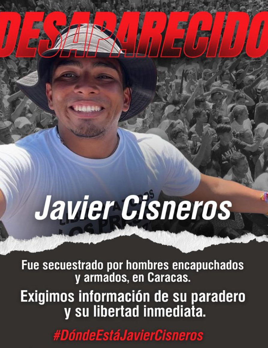 Llamado Urgente 🚨💔💔🆘🆘 #JavierCisnero un joven inocente se encuentra en desaparición Forzada , ya 24 horas y necesita su medicamento. Presenta Tuberculosis su vida ata en riesgo. Necesitamos de todos. Alcemos nuestras voces por Javier Cisneros. RT es urgente.