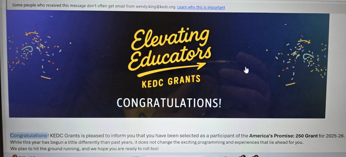 I am beyond excited to announce my acceptance into a brand new <a href="/KEDCGrants/">KEDC Grants</a> program, America's Promise:250. <a href="/Promise_Leaders/">Promise Leaders</a>
It's going to be an amazing year of learning about inquiry, reflection, civic stewardship, leadership, and celebrating democracy!! #promiseinaction