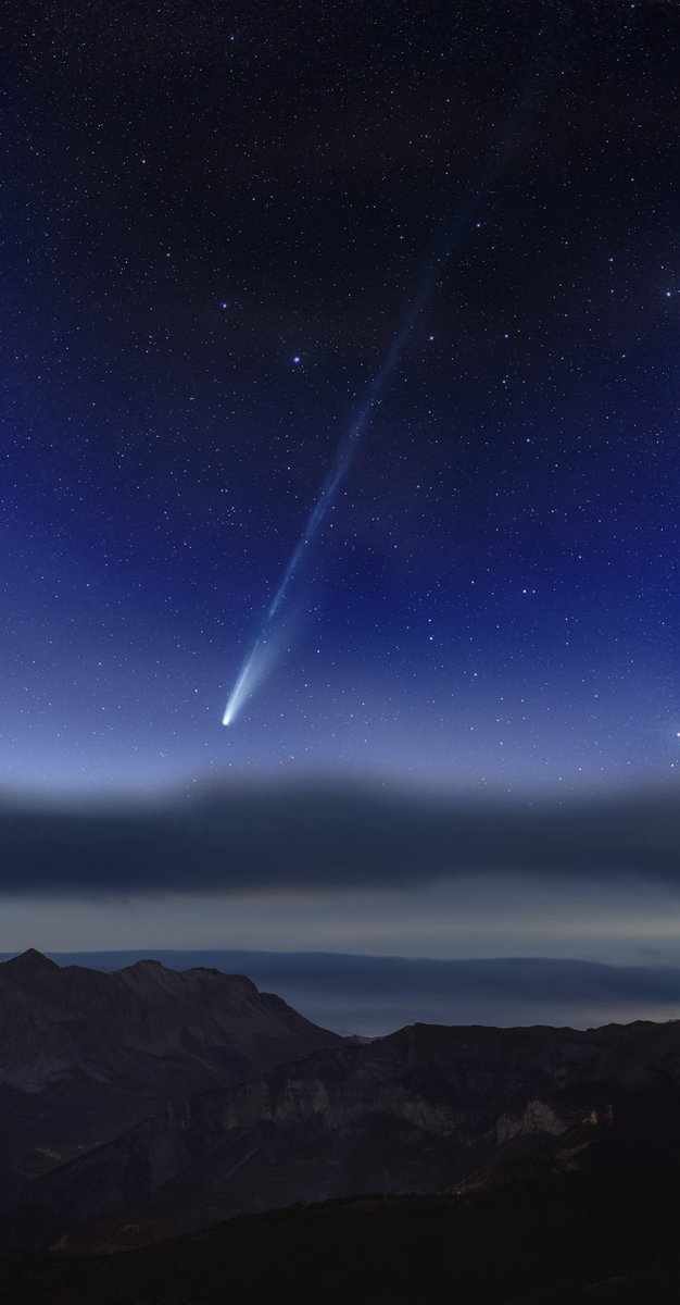 La comète A6 Lemmon photographiée depuis #Valberg le 24 octobre au soir. 
30x30 secondes de pose 
85 mm F1.8
#sonya7III #astrophotography
#comet #comete #cometlemmon