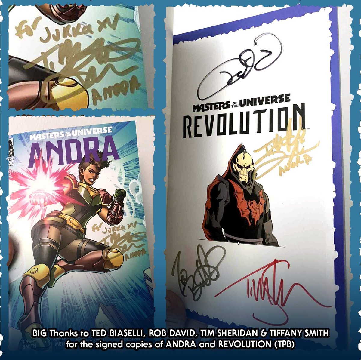 A big thanks to Ted Biaselli, Rob David, Tim Sheridan and Tiffany Smith for sending me signed copies of ANDRA and REVOLUTION! 

Arrived just in time for my birthday! 🌟🎁🎈