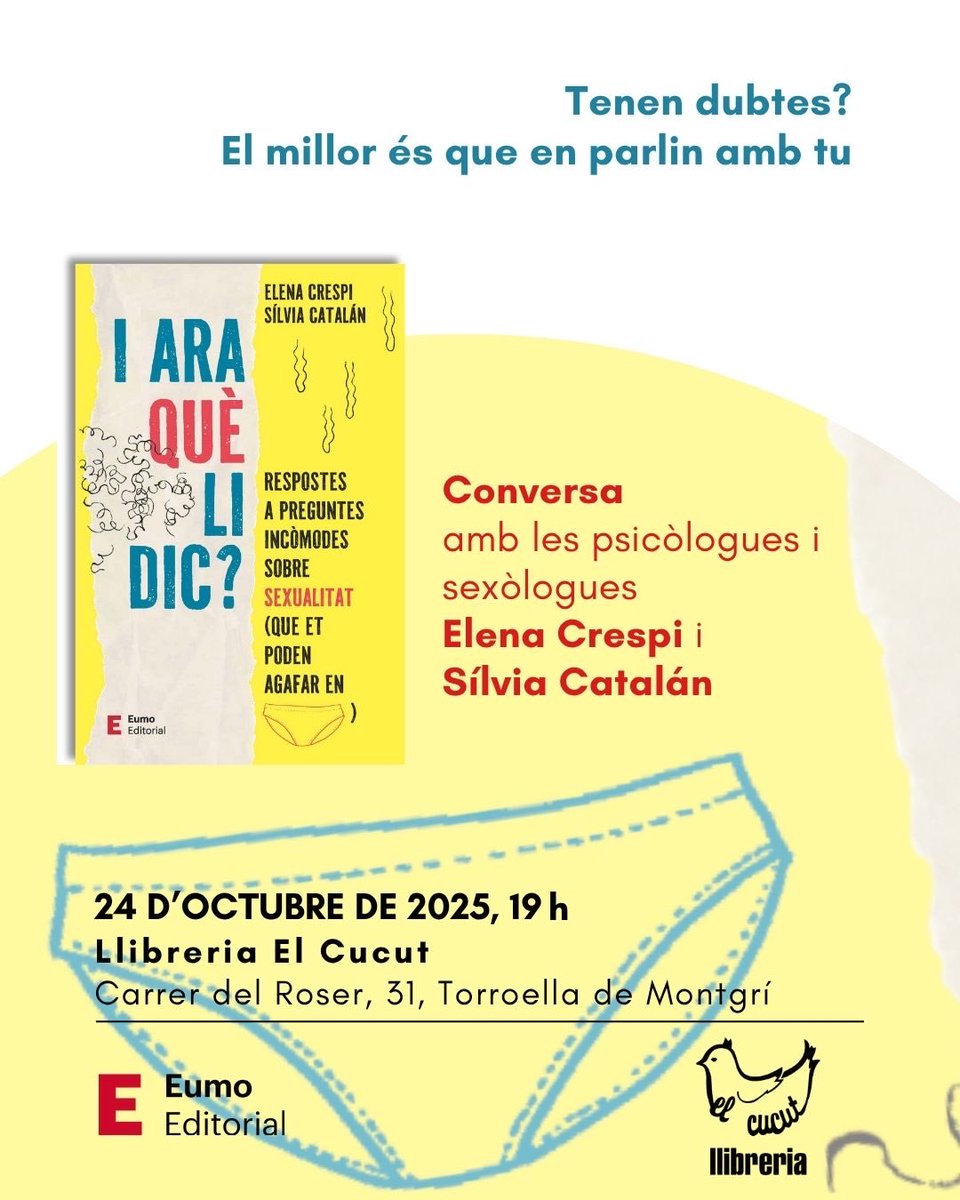 I que important que és educar les criatures parlant del sexe com a plaer i no com a sistema de reproducció… #IAraQuèLiDic? <a href="/ElenaCrespi81/">Elena Crespi Asensio ♀</a> <a href="/SilCatNa/">Sílvia Catalán</a> <a href="/ElCucutllibre/">llibreria El Cucut</a>