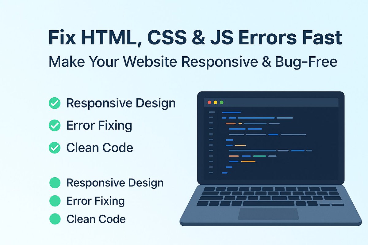 AmnaKamran44522's tweet image. Fix your broken website in no time!
I’ll repair HTML, CSS &amp;amp; JS errors — fast, clean, and responsive.
Your site will look better &amp;amp; load faster!
💻 Let’s get it fixed → [fiverr.com/users/amnawebw…]
#WebDeveloper #Fiverr #HTML #CSS #JavaScript #WebDesign