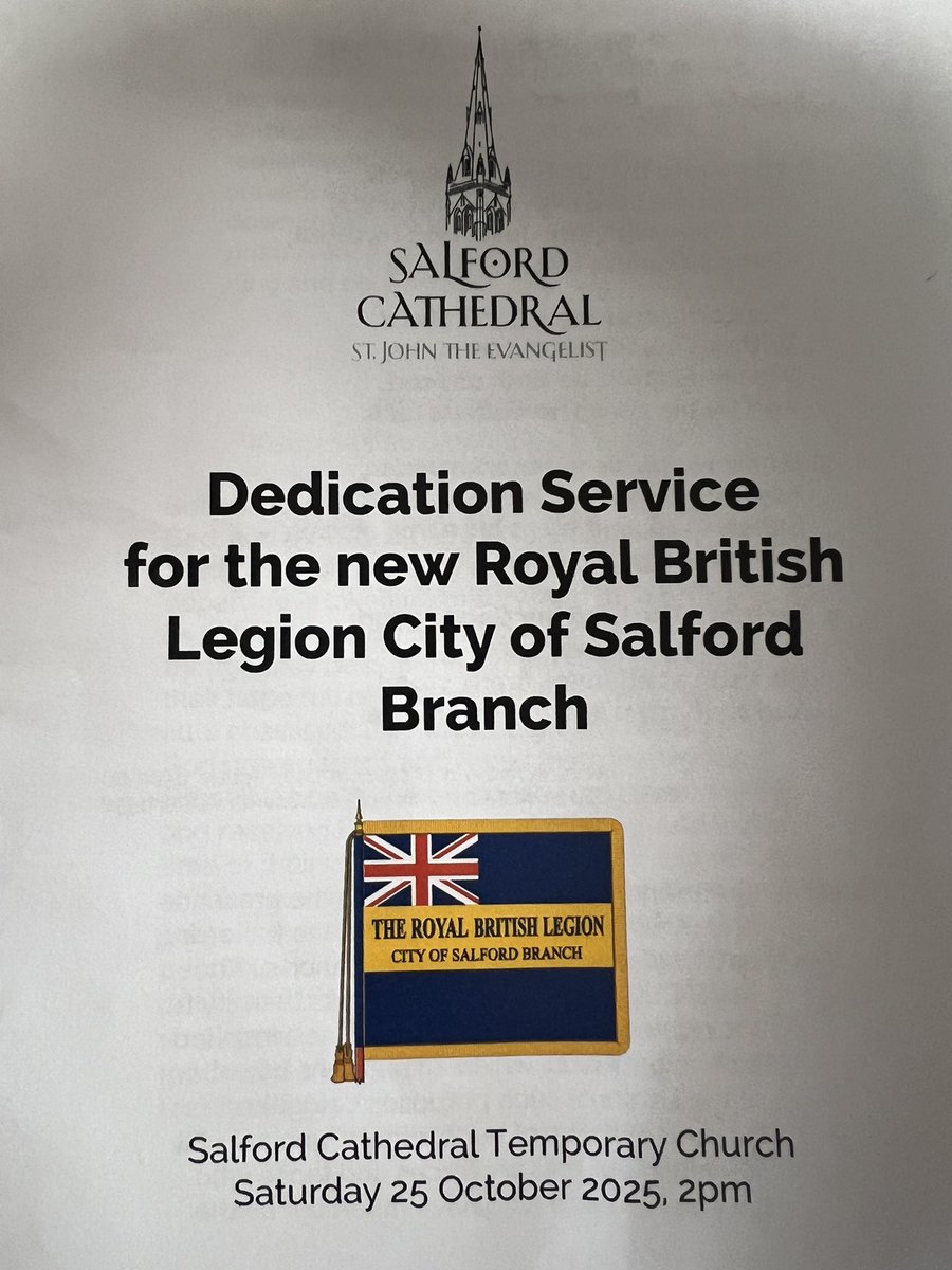 salford_mayor's tweet photo. Honoured to attend @SalfordCathedra this afternoon for the Dedication Service for Royal British Legion @PoppyLegion City of Salford Branch &amp; Standard.

The Royal British Legion have supported our Armed Forces communities since 1921, doing so much in our City &amp; beyond🫡 #❤️Salford https://t.co/Vv9dUg0gxa