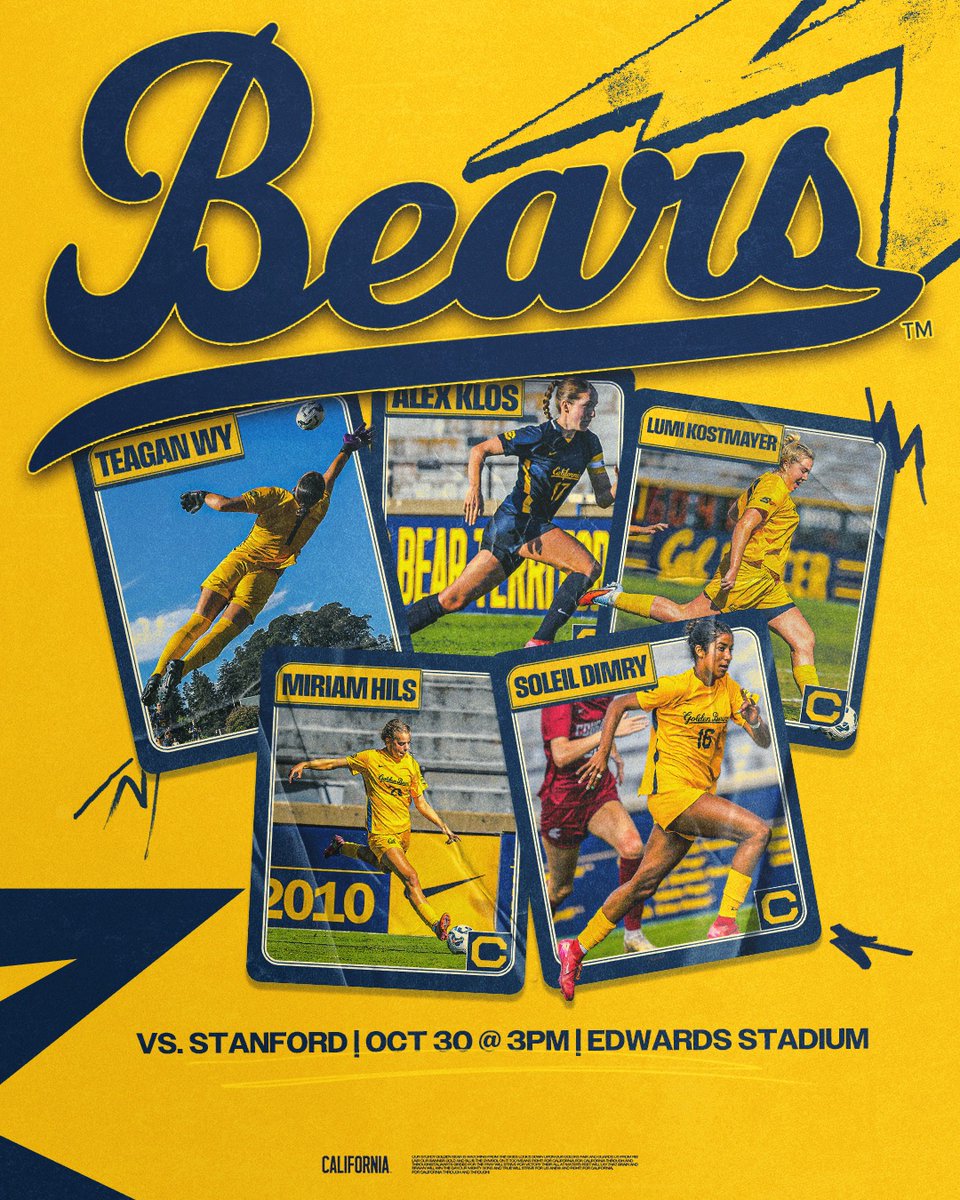 𝐉𝐎𝐈𝐍 𝐓𝐇𝐄 𝐑𝐈𝐕𝐀𝐋𝐑𝐘 🐻🪓🌲

Bears, we need you 🫵 at Edwards Stadium this Thursday, Oct. 30 when No. 2 Stanford comes to town for our regular-season finale! Kick off is set for 3 p.m. and admission is free.

#GoBears
