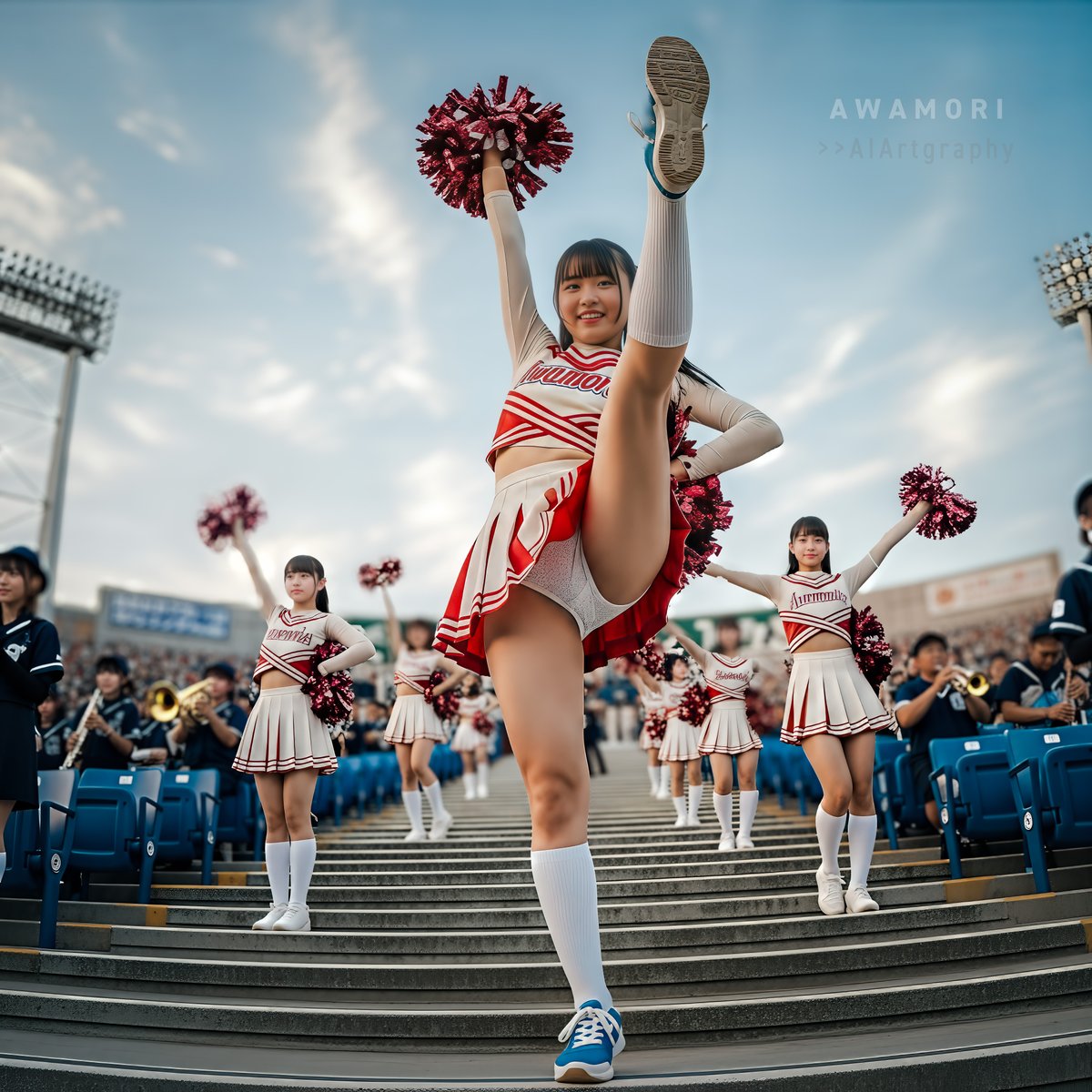 2022Awa's tweet image. 📢#cheers_weekend
#cheerleaders #aiportrait #aiphotography #aigravure #aigirl #photoshop #lightroom #photorealism #firefly #nanobanana #imagen4 #4K