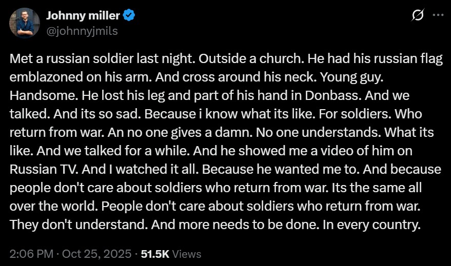 BohuslavskaKate's tweet image. The guy came to Ukraine to murder Ukrainians, lost his leg, and you expect people to feel sorry for him?

Just don't fucking come here, you deprived fucks!