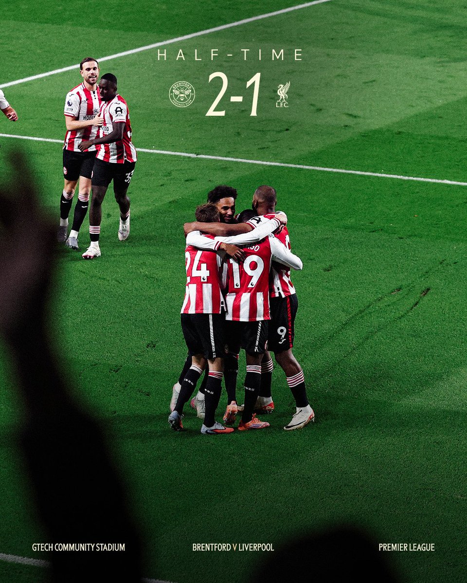 BrentfordFC's tweet image. Ahead at half-way 👏