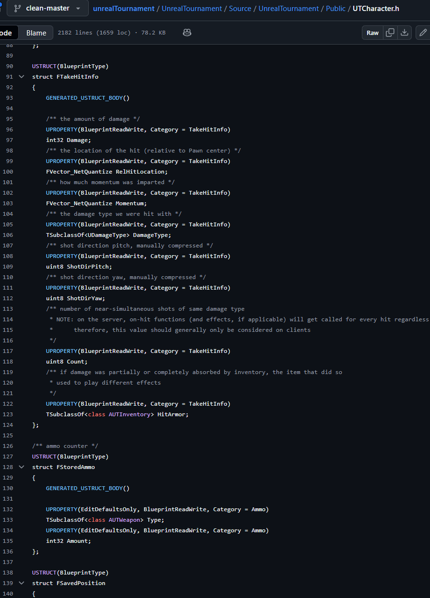 theredpix's tweet image. #UnrealEngine #cpp Contrary to what people may think: #UnrealTournament source is still a good reference to check for general #FPS code.  Most of the code works fine in UE5. In contrast to more modern examples, there is little bloat from uasset/reflection/over generalized systems…
