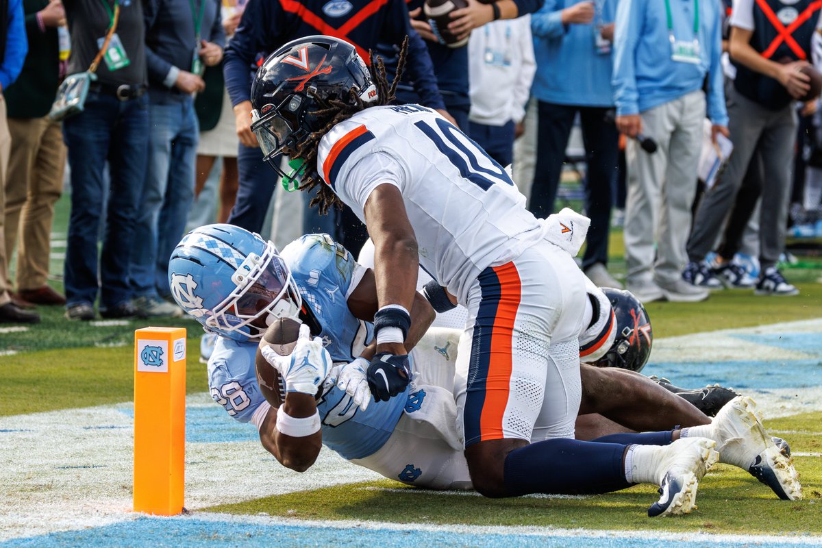 GregMadia's tweet image. By the narrowest of margins, No. 16 #UVa survived North Carolina's upset bid in overtime for a 17-16 victory. Nickel corner Ja'son Prevard's game-saving tackle secured the win for the Hoos.

Quick hit: dailyprogress.com/sports/college…