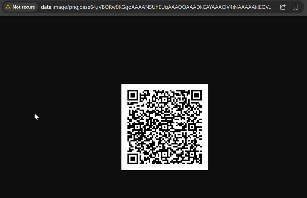 harnoorpuniyani's tweet image. Just in case:
browsers can directly render the base64 encoded string into image, example QR codes