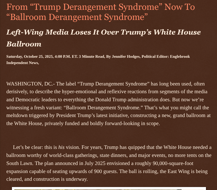 ArtFletcher9's tweet photo. From “Trump Derangement Syndrome” Now To “Ballroom Derangement Syndrome” https://t.co/VocD0s5dbc via @Englebrooknews #WashingtonDC #PresidentTrump #Republicans #Democrats #WhiteHouse #Ballroom #derangement #SYNDROME #left_wing #media @wireless_step @HRG_Media @LodiNJNews @fordmb1 @SarahGeving1 @Shannon96574094 @Daytobehappy @janninereid1 @MichelleF_35 @gator4kb18 @TrumpWasRite @KathyKbrose @RobGerundo @JimBobW49