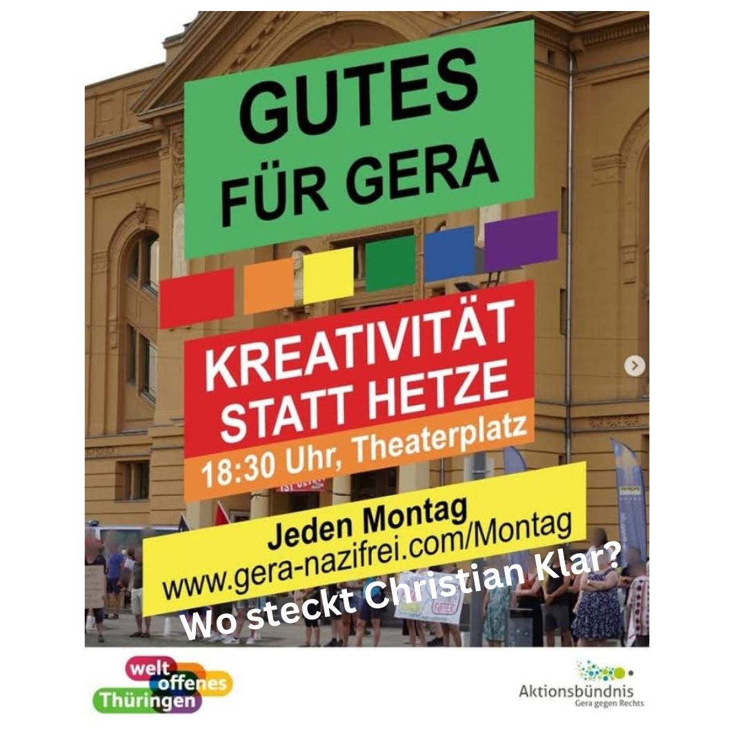 Von welcher Veranstaltung soll Montag, den 27.10.25 berichtet werden?🎥 

1. Leipzig "Klare Kante zu Merz, das Stadtbild bleibt bunt"🏳️‍🌈 

2. Gera Montagsprotest 🇩🇪 &amp; Antifa Gegendemo "Wo steckt Christian Klar?" 🚩

Hier könnt ihr abstimmen:
youtube.com/post/UgkxLpgjt…