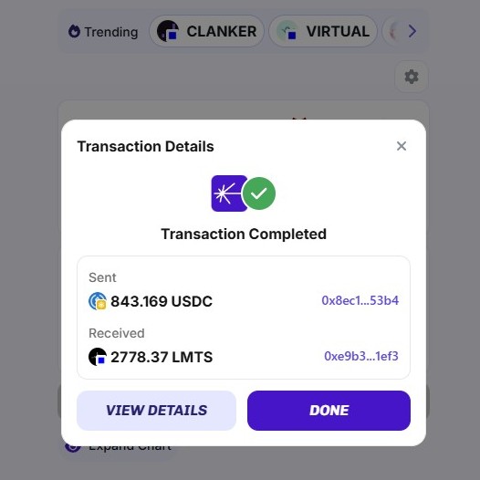 2nd day of buying $LMTS  till it reaches 1$

Just got myself $843 worth of $LMTS again, even after getting a 7K airdrop (sold half at $0.7, bought the dip back 😎)

But why?

Bullish on the product — best prediction market on <a href="/base/">Base</a>

I actually use it and win hourly (turned $1 →
