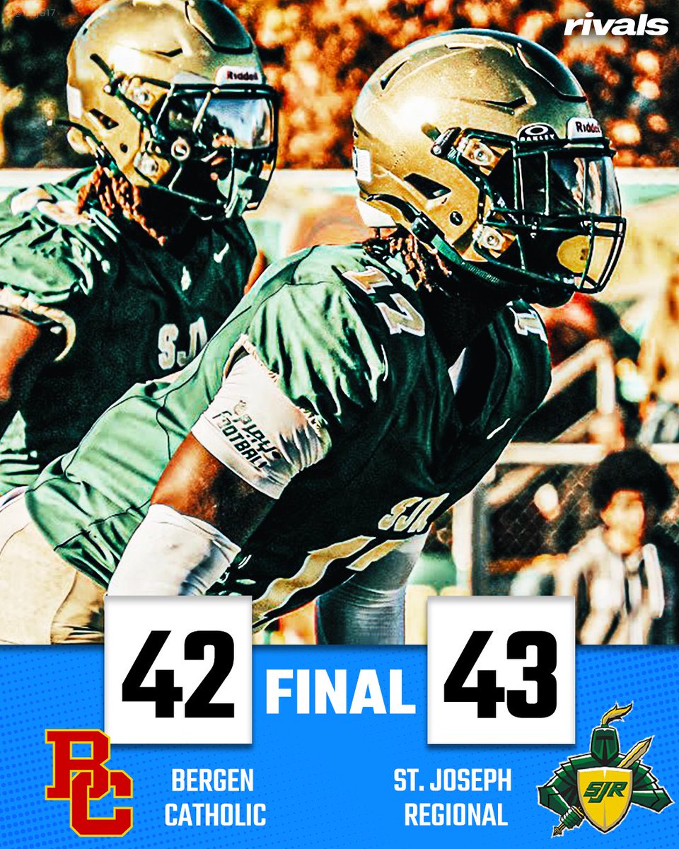 FINAL: St. Joseph Regional (NJ) stuns No. 14 Bergen Catholic 43-42💥

Recap: on3.com/high-school/ne…