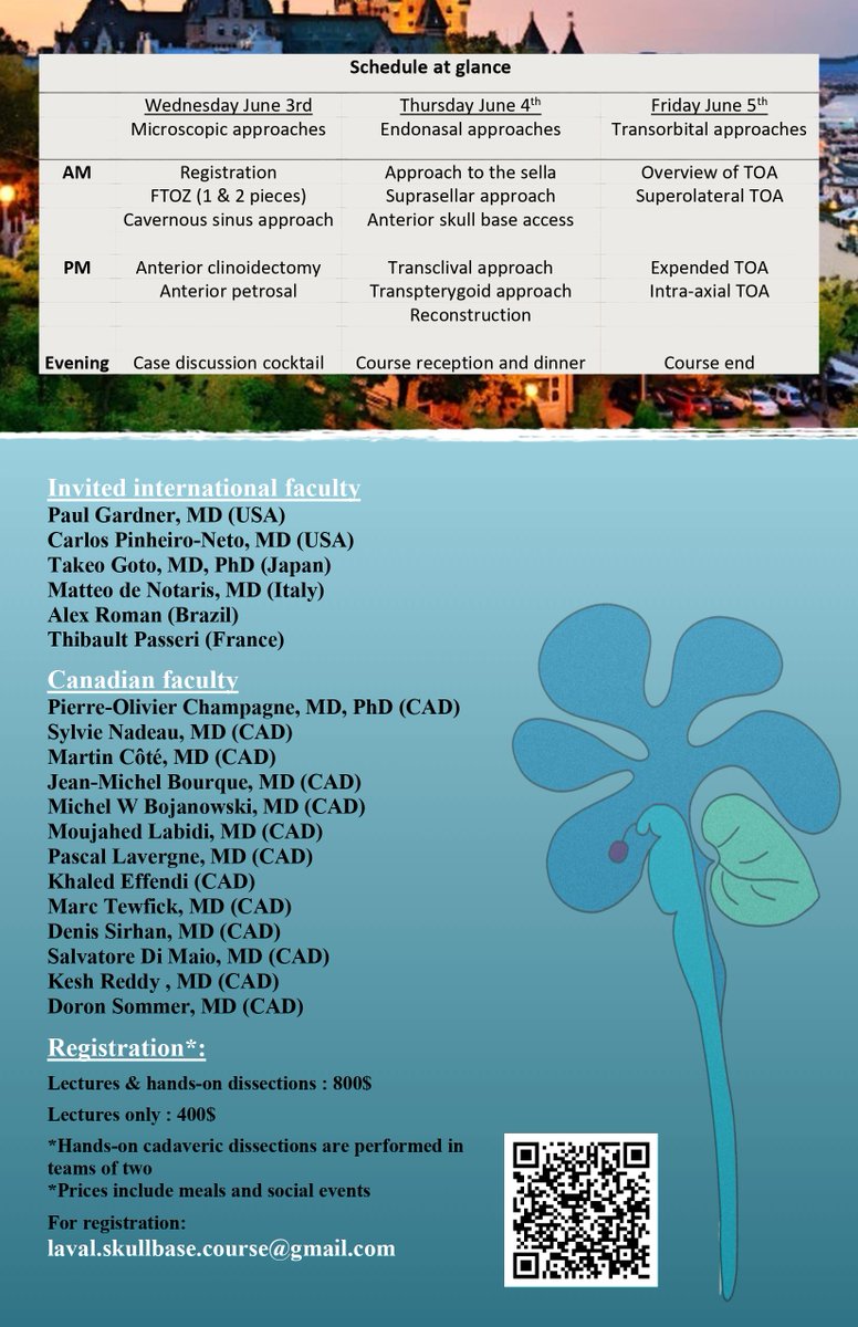 It is that time of the year again! Registration just opened for the 2026 edition of the Laval Skull Base Course, with again an impressive line-up of invited faculty. The course is already almost 50% full for the hands-on spots
For registration: laval.skullbase.course@gmail.com
