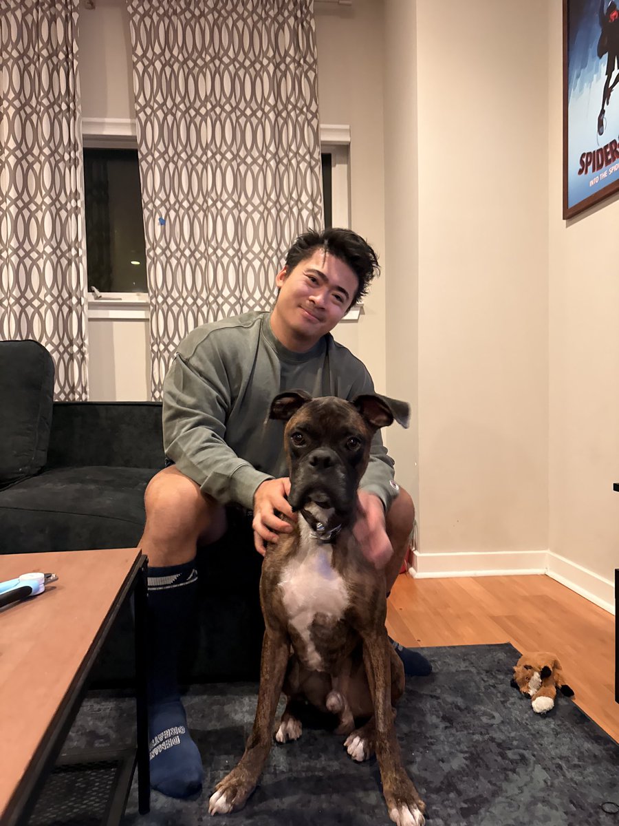 Happy #Saturday night! Carmen our first of 4 out of ⁦<a href="/ACCTPhilly/">ACCT Philly</a>⁩ was adopted today by his life saving #foster #Dad. #fosterssavelives Get involved, it will make your life better. #boxerdogs #rescuedogs #adopted #shelterpet #boxerdoglover #boxerlife #happyweekend #dogsofx