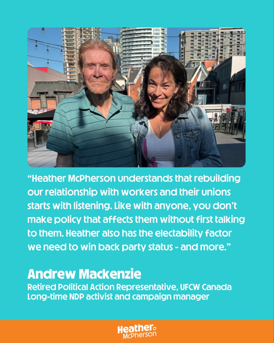 Andrew is a giant in our party and in Canada’s labour movement. He has managed dozens of campaigns across the country and mentored countless activists. 

I’m honoured to have his support and humbled to have his endorsement.