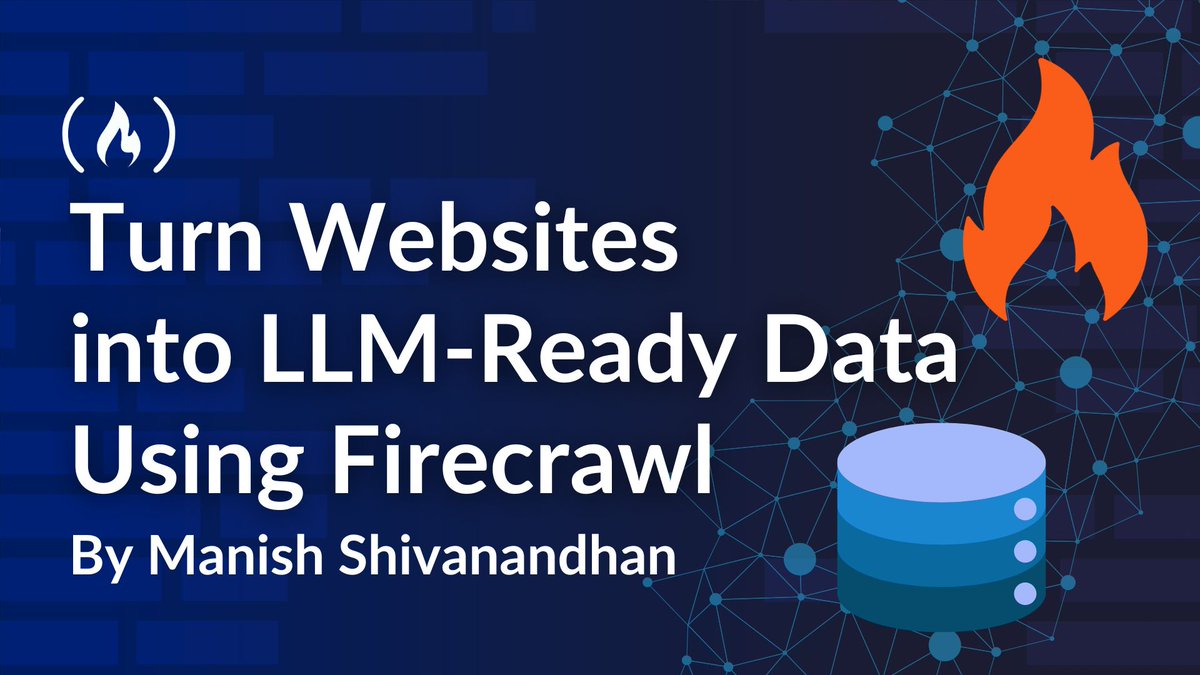 freeCodeCamp's tweet image. If you've ever tried to feed a website into an LLM to understand and extract its content, you know it can be a pain.
But there's an open source API tool called Firecrawl that makes the process much easier.
In this guide, Manish walks you through how to use it to turn websites…
