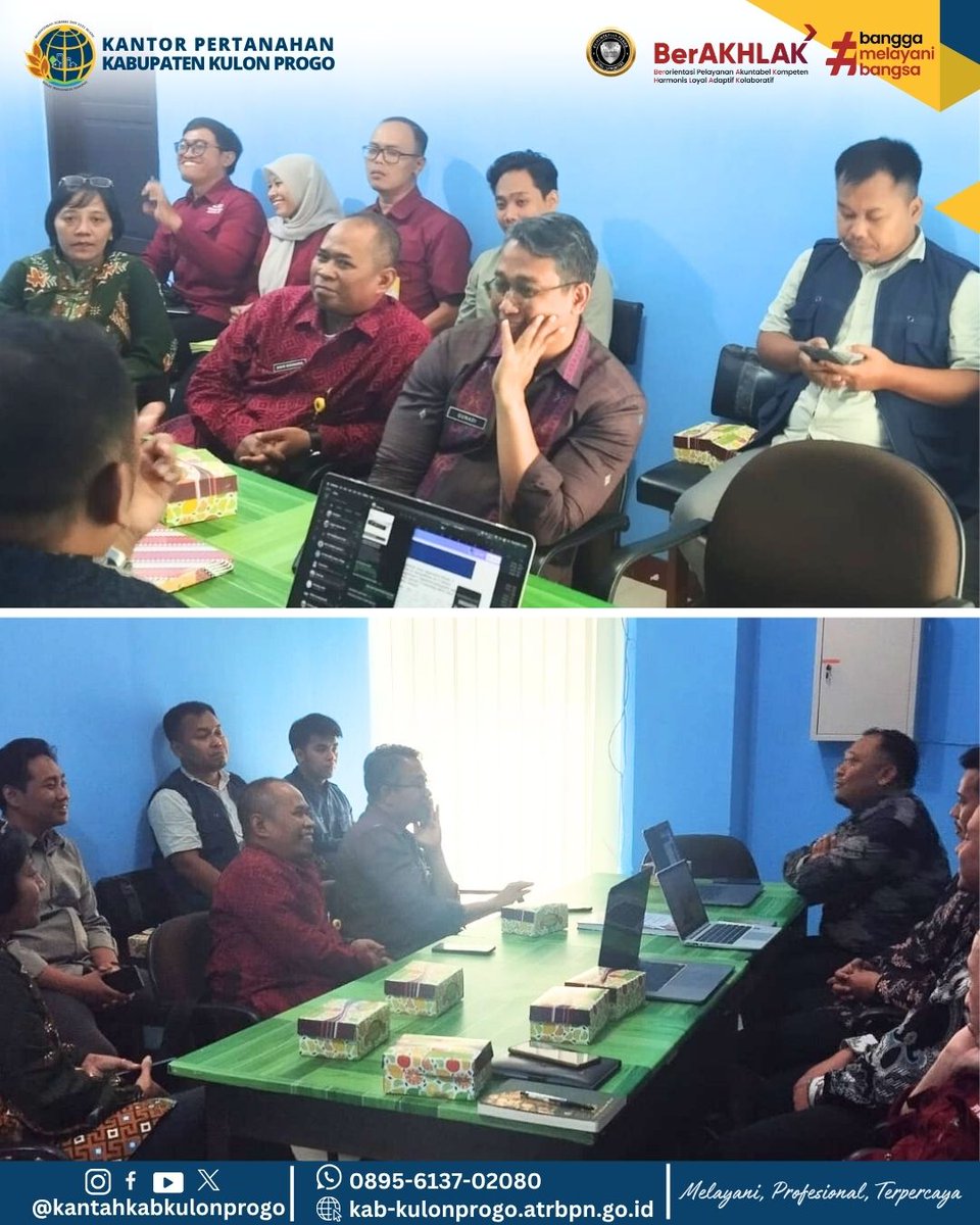 atr_bpnkprogo's tweet image. Hallo,#sobatATRBPNKulonProgo

Pusdatin Kementerian ATR/BPN RI - Kamis, 23 Oktober 2025 melaksanakan Monitoring dan Evaluasi Internal terhadap Kegiatan Verifikasi dan Validasi Surat Ukur dan Buku Tanah di Kantor Kabupaten Kulon Progo.

#KegiatanPusdatinBPN
#MonevPusdatinBPNRI