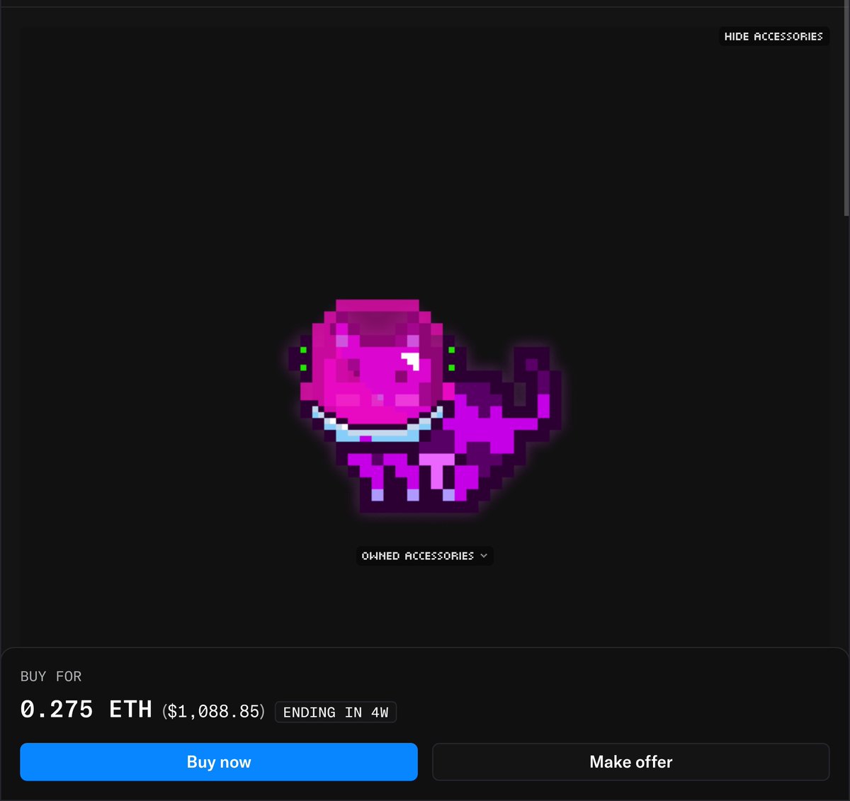 Week 2 of protesting starts with Mooncat #3766 (2018 cat with the early acclimator helmet) hitting the floor hard at 0.275 ETH only!!!!
Come on <a href="/mooncat_dao/">mooncat DAO</a>, give us inclusivity and builder culture.
Let's go team <a href="/mooncatstrategy/">MoonCats Strategy</a> for being selfless builders. $PURR and beyond!!