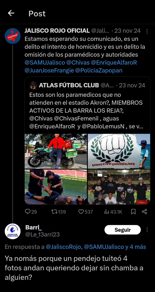 JMBarb09's tweet image. Que pasó mis sidahermanos??
Ya no es divertida la violencia??

Se la pasan haciendo chistes de lo de Qro

Y cuando hubo un padre de familia apuñalado en su estadio por proteger a su hijo lo intentaron tapar.

Se matan entre ellos y le echan la culpa al Atlas.
Eternas Víctimas.