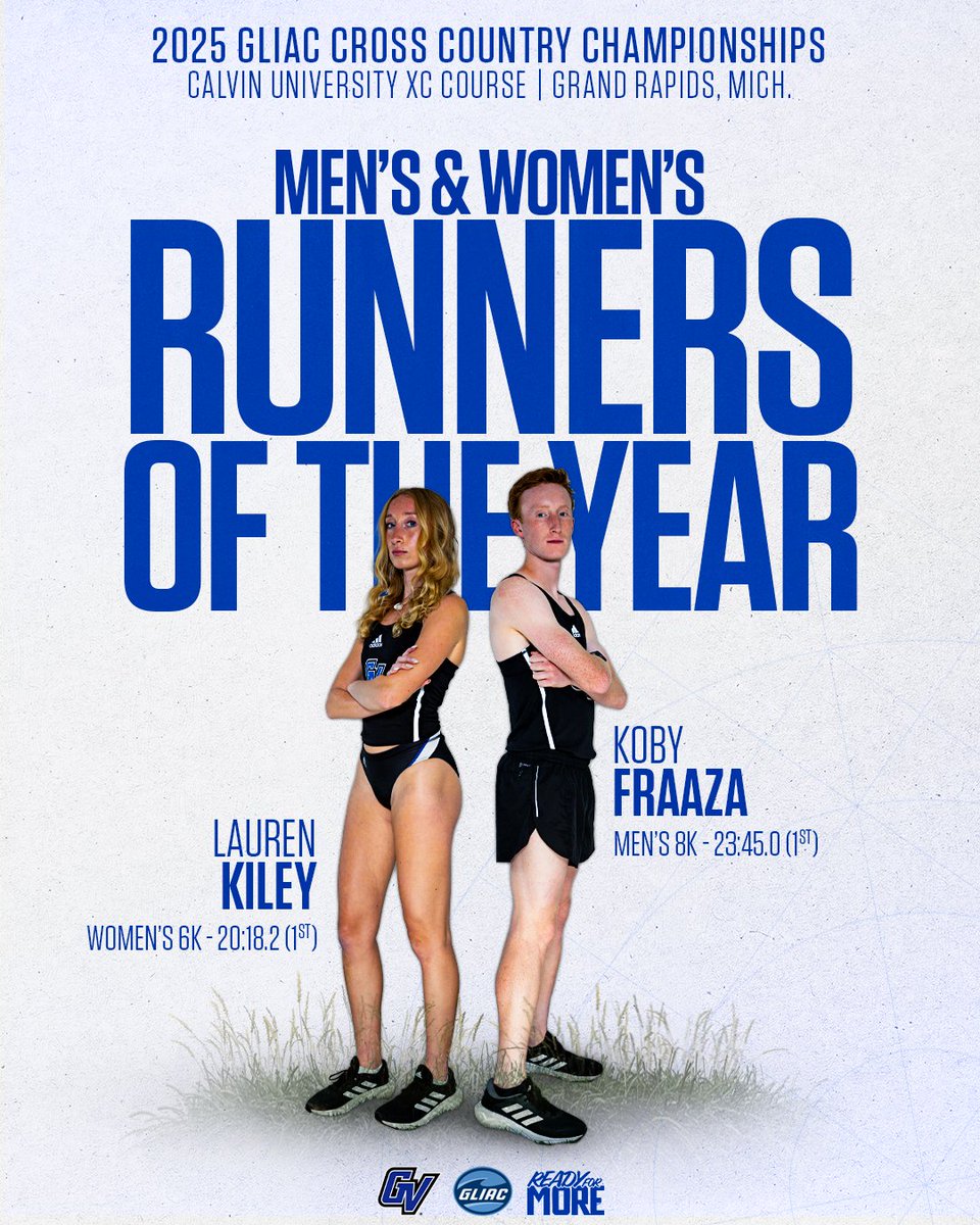 GLIAC Champs 🤝 Men's &amp; Women's Runners of the Year

After winning the individual championship title in their respective races, Lauren Kiley and Koby Fraaza are your 2025 GLIAC Men's and Women's Runners of the Year!🏃‍♀️

#AnchorUp | #ReadyForMore