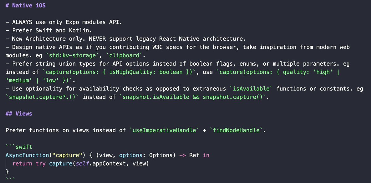 Baconbrix's tweet image. 👀 Here's my go-to Claude Code workflow for using Swift in @Expo:
Step 1: npx create-expo-module --local
Step 2: touch modules/CLAUDE.md
Step 3: Add the iOS section