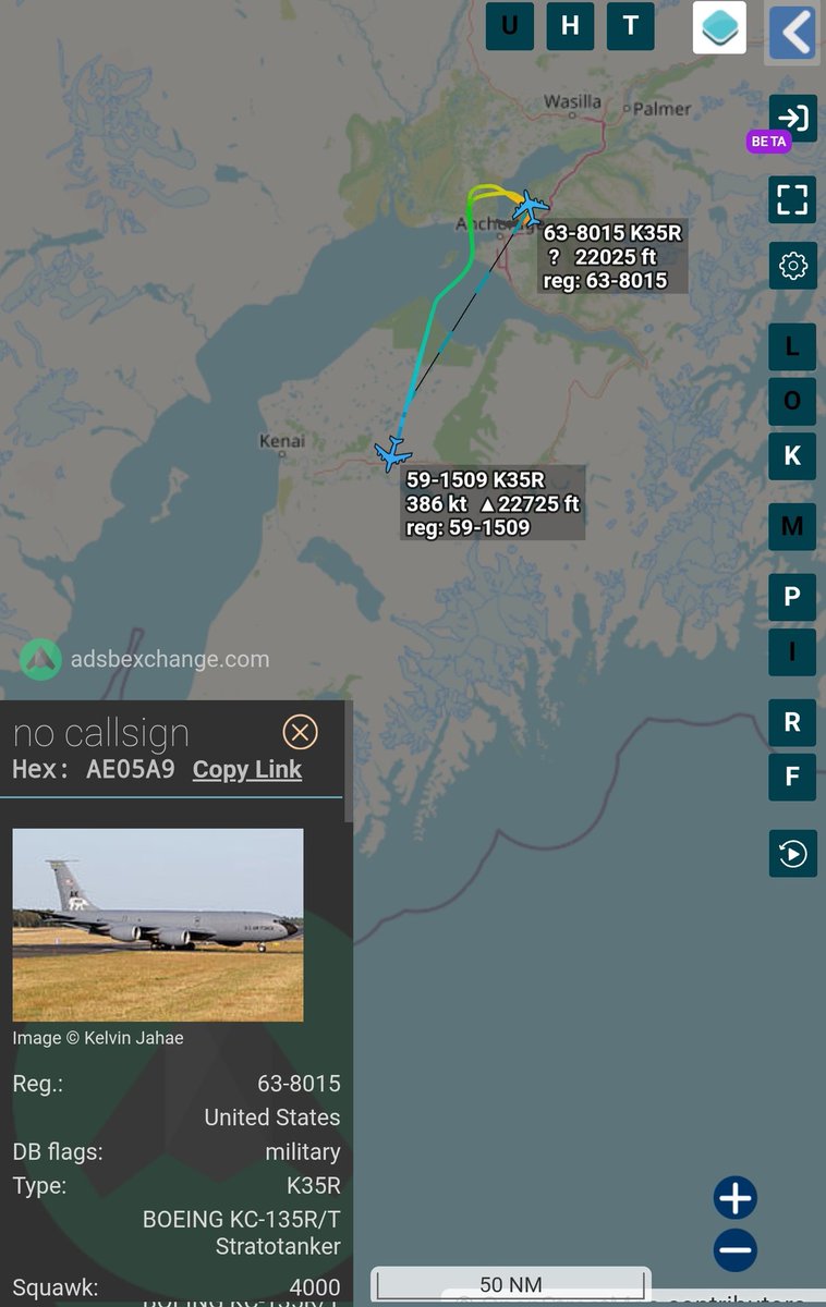 sipjack1776's tweet image. RC-135S Cobra Ball 
#AE01D7/62-4128/CASHH32
Tracking south out of Elmendorf AFB with 2 tankers

KC-135R 2x
#AE047F/59-1509
#AE05A9/63-8015
@Borrowed7Time @stefano_alessi @oko3618 @ma6400 @MRAIDANya